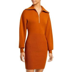A.L.C. Womens Otto Orange Bishop Sleeve Mini Daytime Sweaterdress NWT
